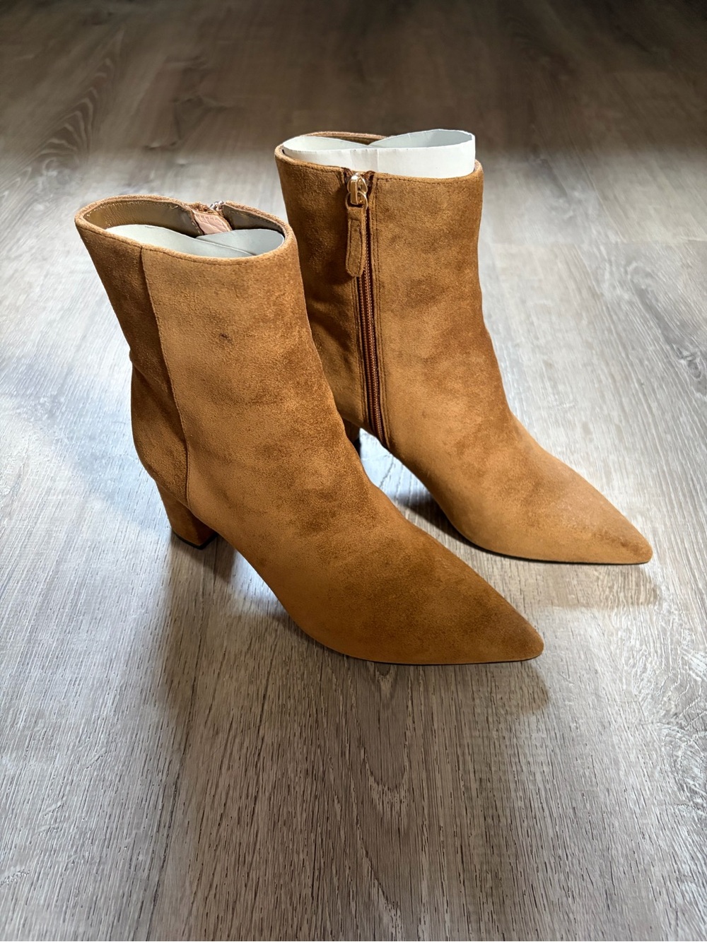 J Crew Suede Pointed Toe Ankle Boots in brown